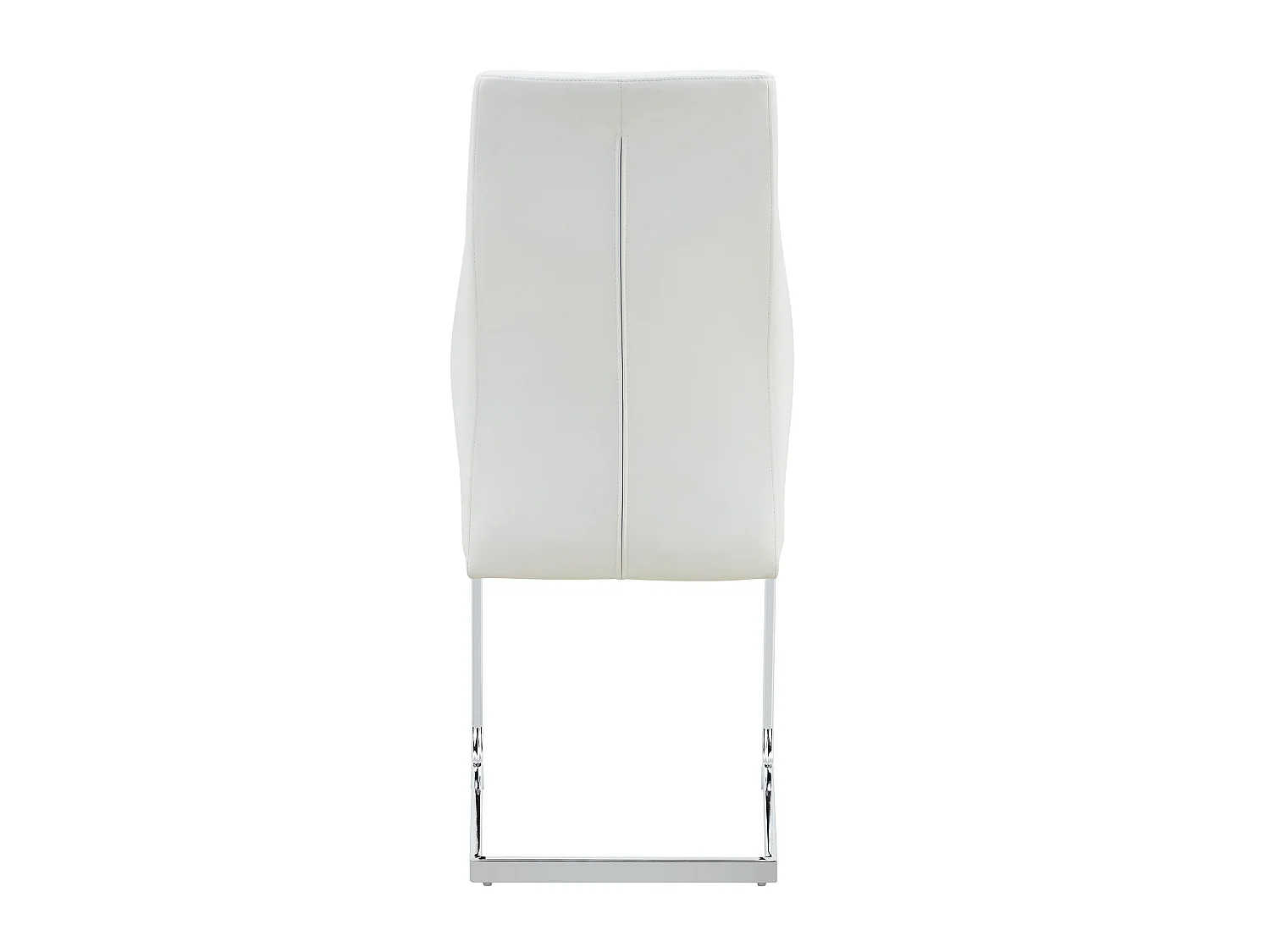 Lot de 2 chaises de salle à manger à dossier haut en similicuir blanc avec cadre en métal argenté