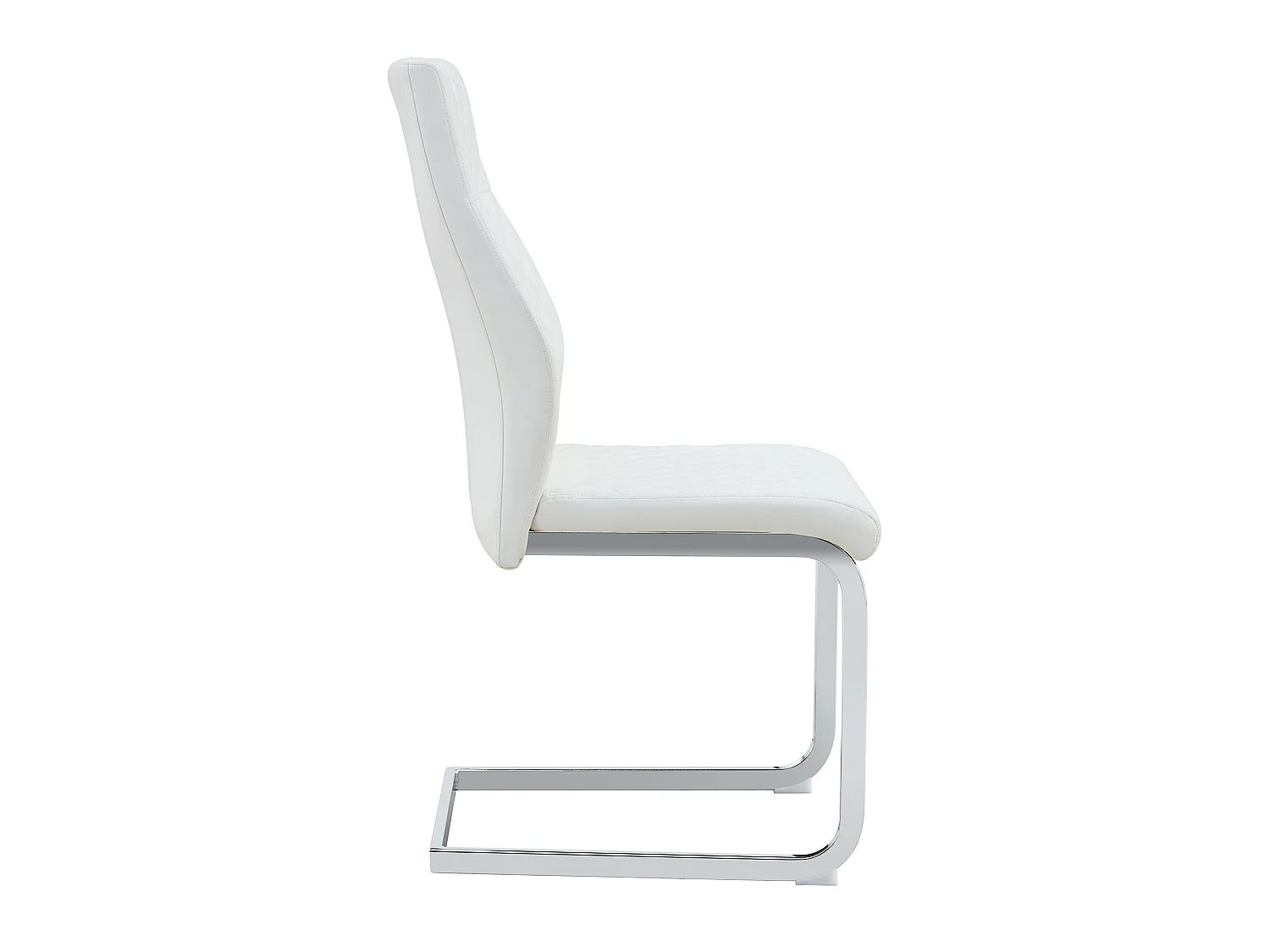 Lot de 2 chaises de salle à manger à dossier haut en similicuir blanc avec cadre en métal argenté