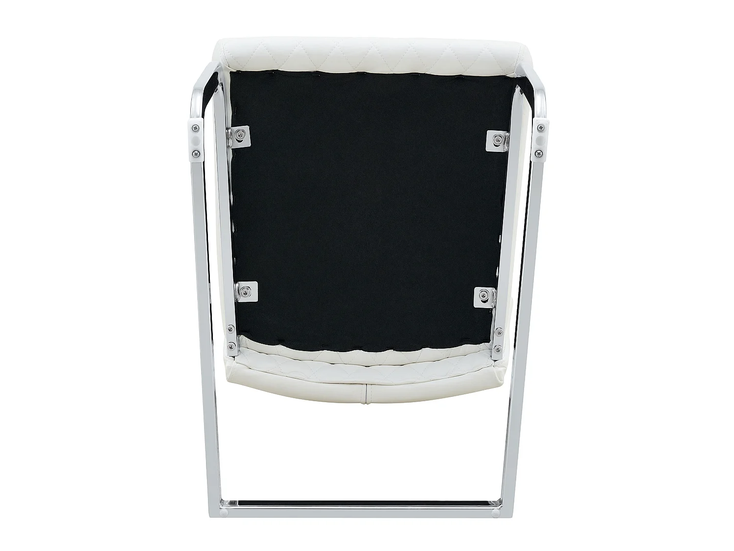 Lot de 2 chaises de salle à manger à dossier haut en similicuir blanc avec cadre en métal argenté