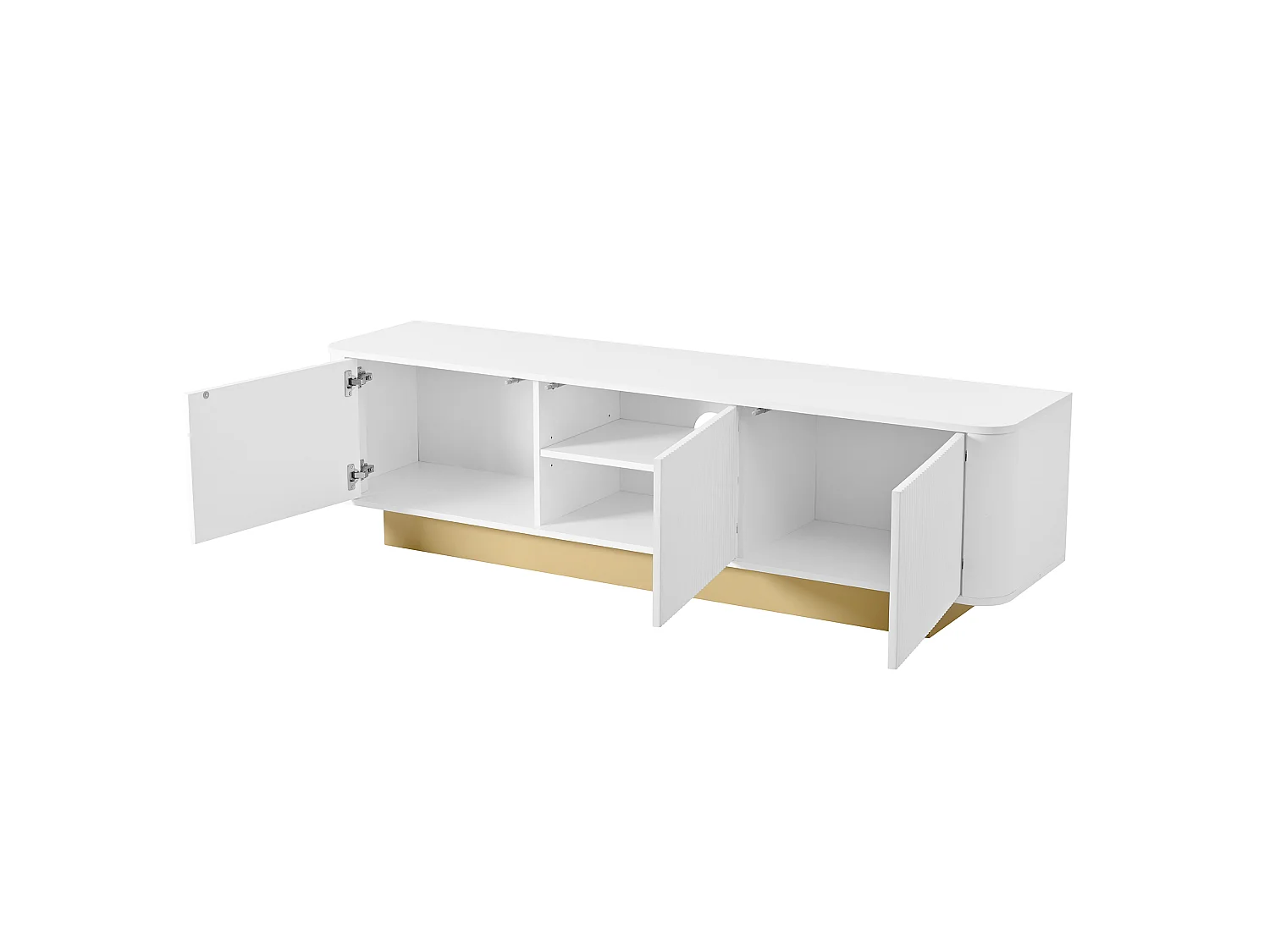 TV-Ständer 170 x 40,5 x 47 cm mit 3 Türen, verstellbarem Einlegeboden und Kabelmanagement, weiß