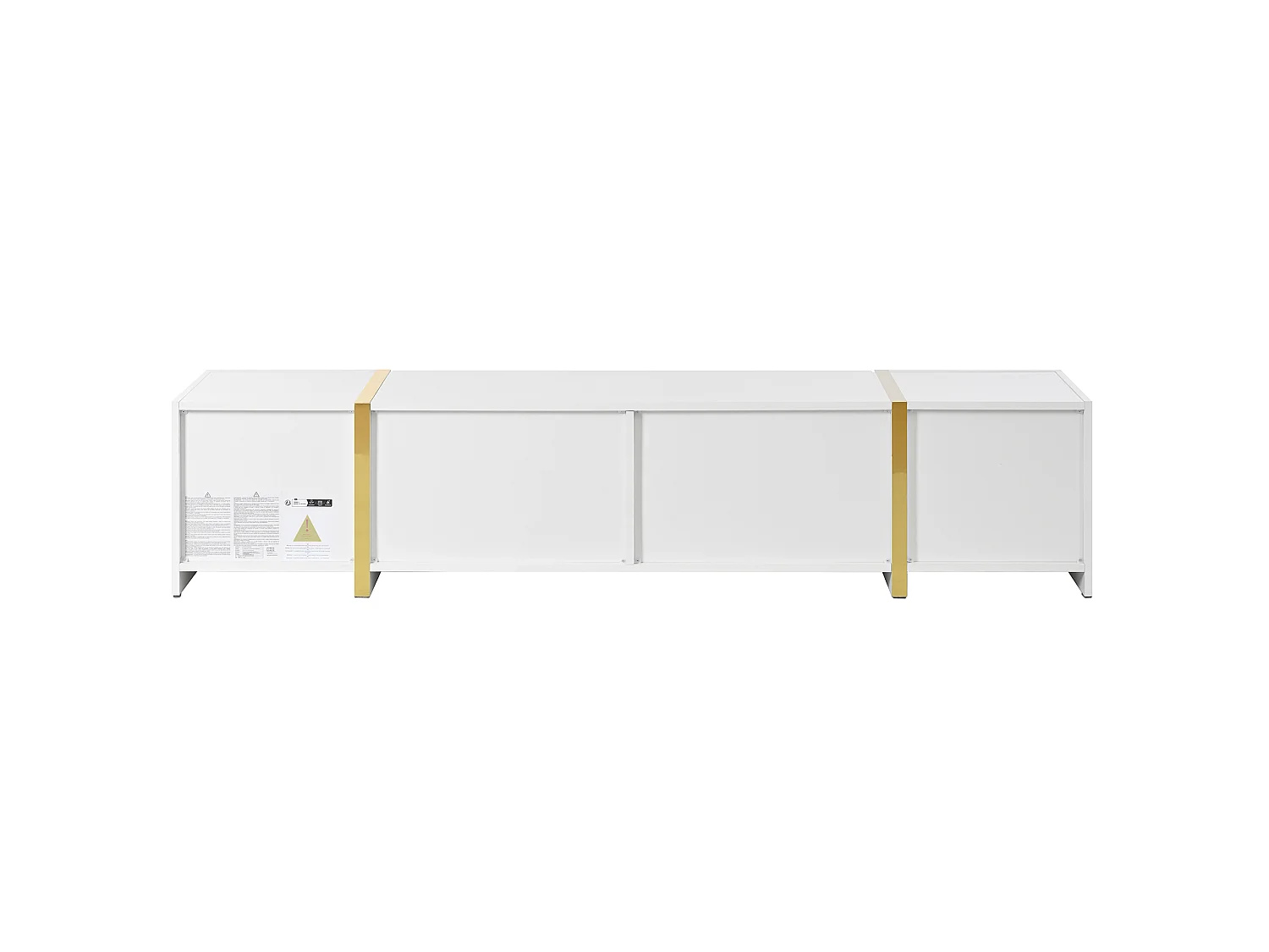 TV-Ständer 180 x 40 x 38 cm, Hochglanz, mit 4 Schubladen, 2 Türen und goldenen Details, aus MDF, weiß