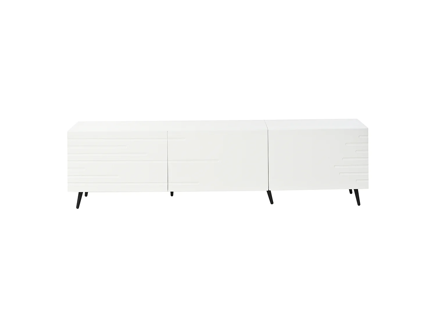 TV-Ständer 180 x 40 x 48 cm mit 3 Klapptüren, 6 Beinen, aus MDF, weiß