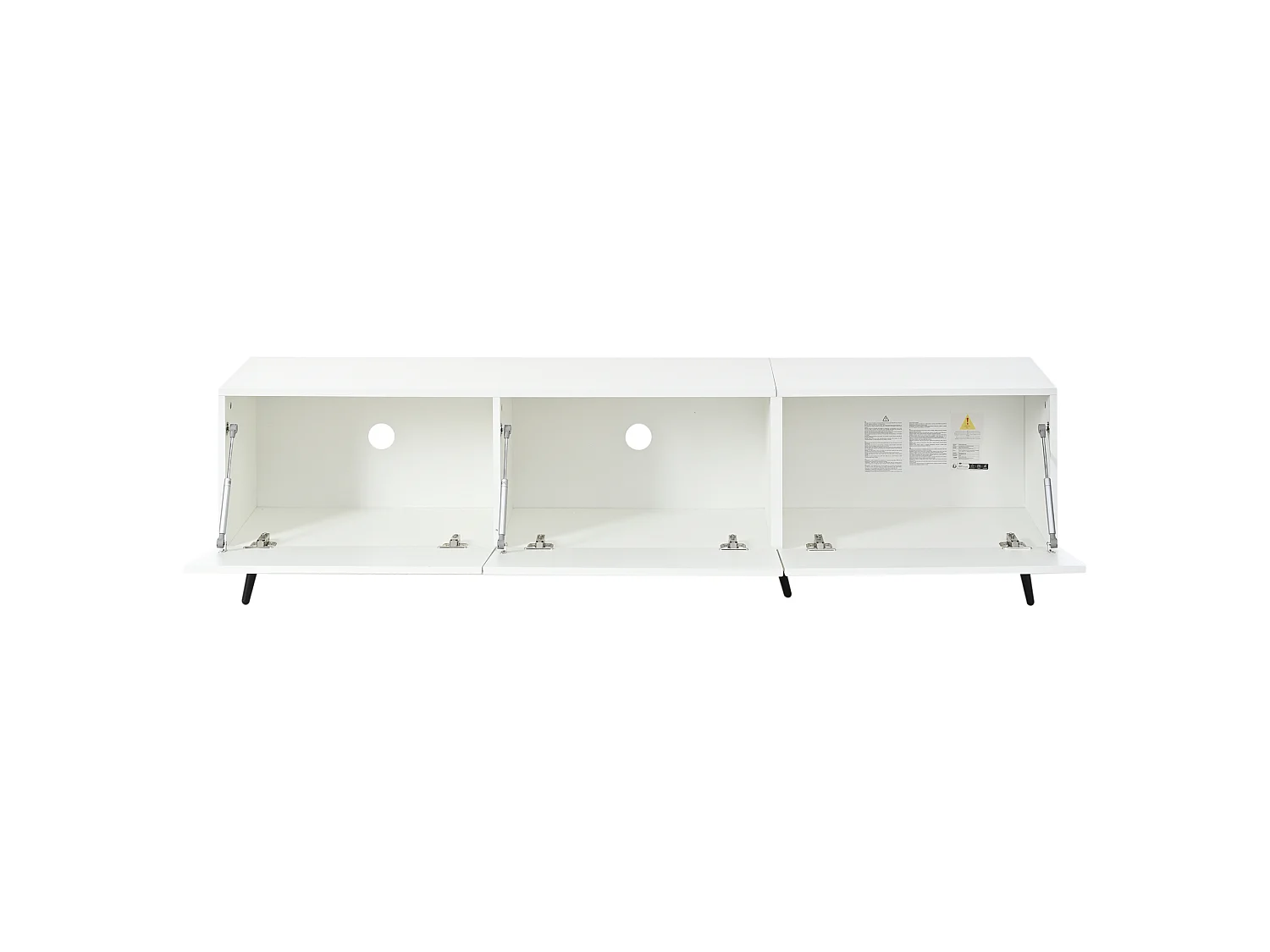 TV-Ständer 180 x 40 x 48 cm mit 3 Klapptüren, 6 Beinen, aus MDF, weiß