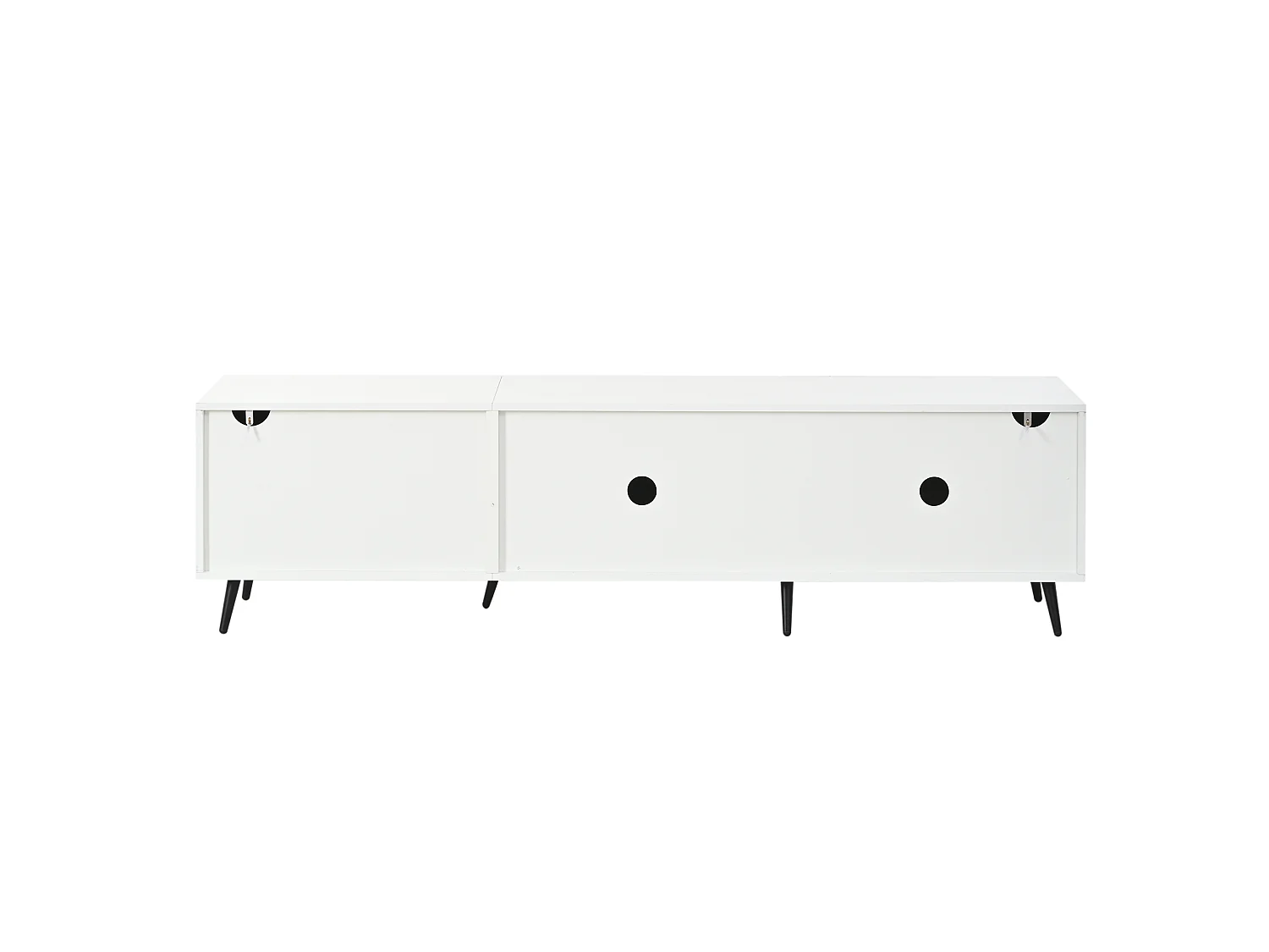 TV-Ständer 180 x 40 x 48 cm mit 3 Klapptüren, 6 Beinen, aus MDF, weiß