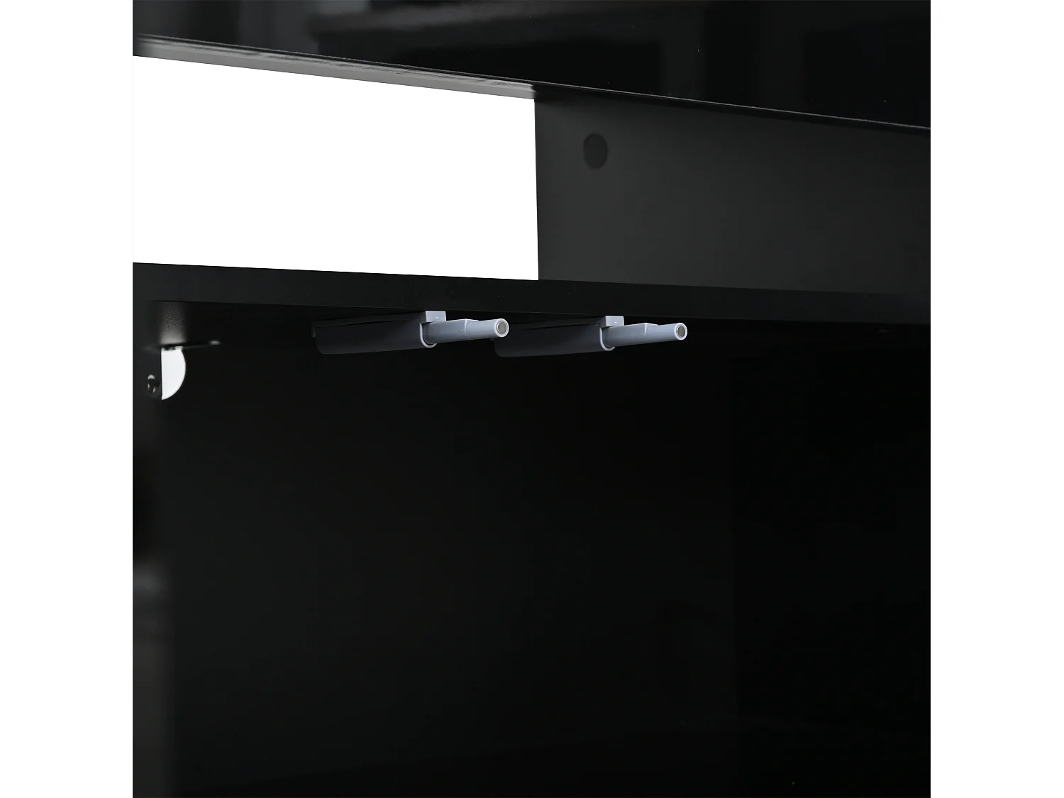 TV-Ständer 180 x 35 x 45 cm mit LED-Beleuchtung, 3 Türen und einem verstellbaren Einlegeboden aus Sicherheitsglas, Schwarz