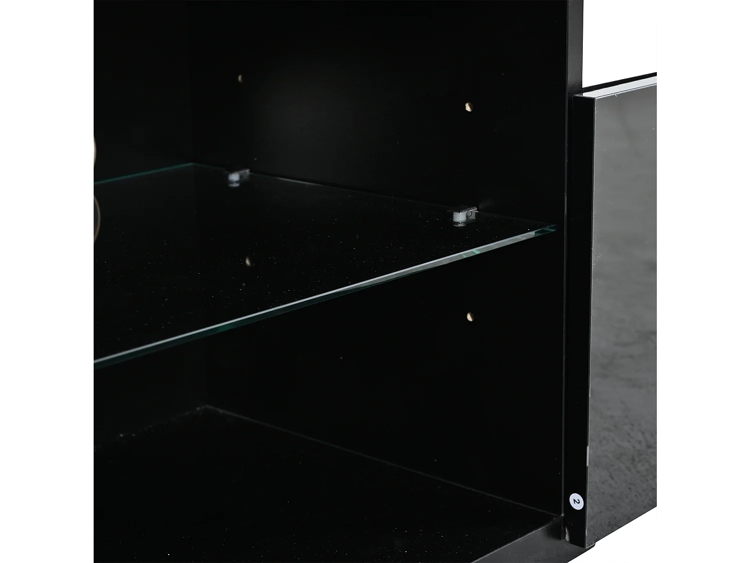 TV-Ständer 180 x 35 x 45 cm mit LED-Beleuchtung, 3 Türen und einem verstellbaren Einlegeboden aus Sicherheitsglas, Schwarz