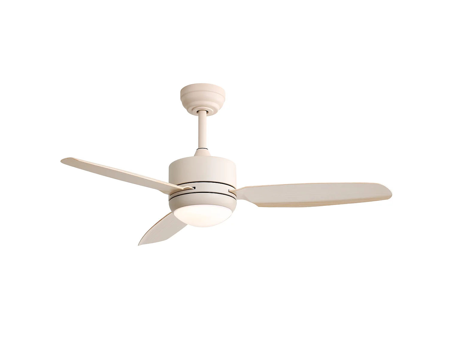 Ventilateur de plafond 117 cm, avec lumière LED, avec télécommande, moteur DC réversible, 6 vitesses, blanc cassé