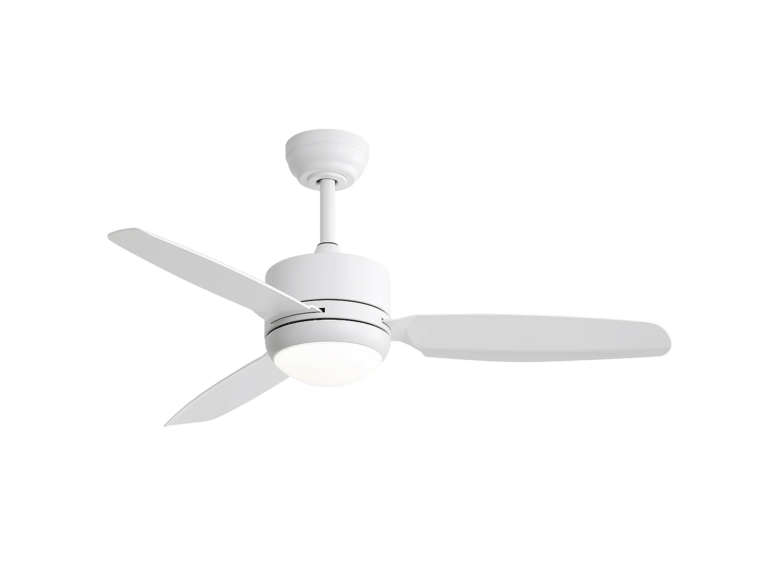 Ventilateur de plafond 117 cm avec lumière LED, télécommande, silencieux, moteur DC, 6 vitesses, blanc
