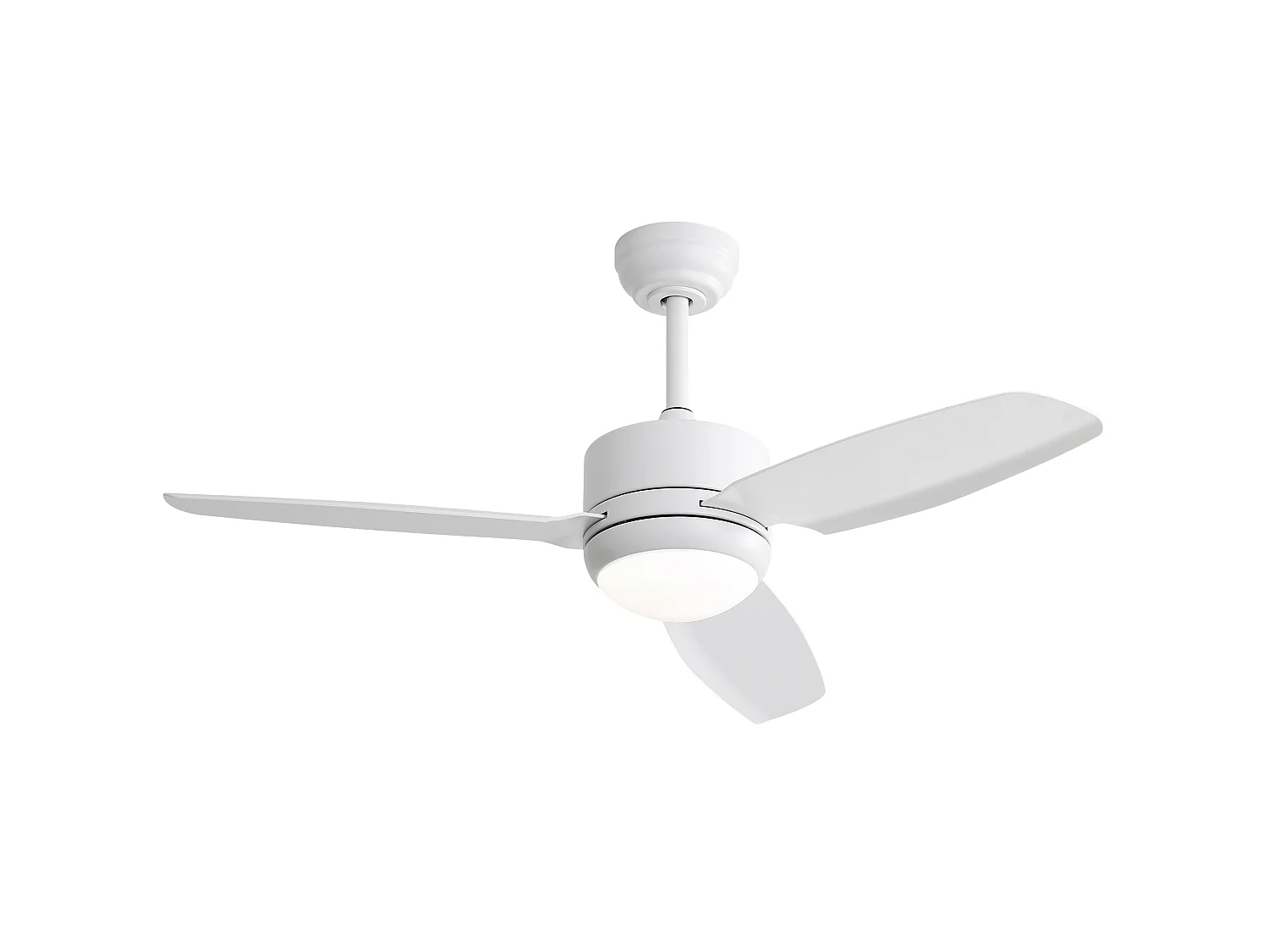 Ventilateur de plafond 117 cm avec lumière LED, télécommande, silencieux, moteur DC, 6 vitesses, blanc