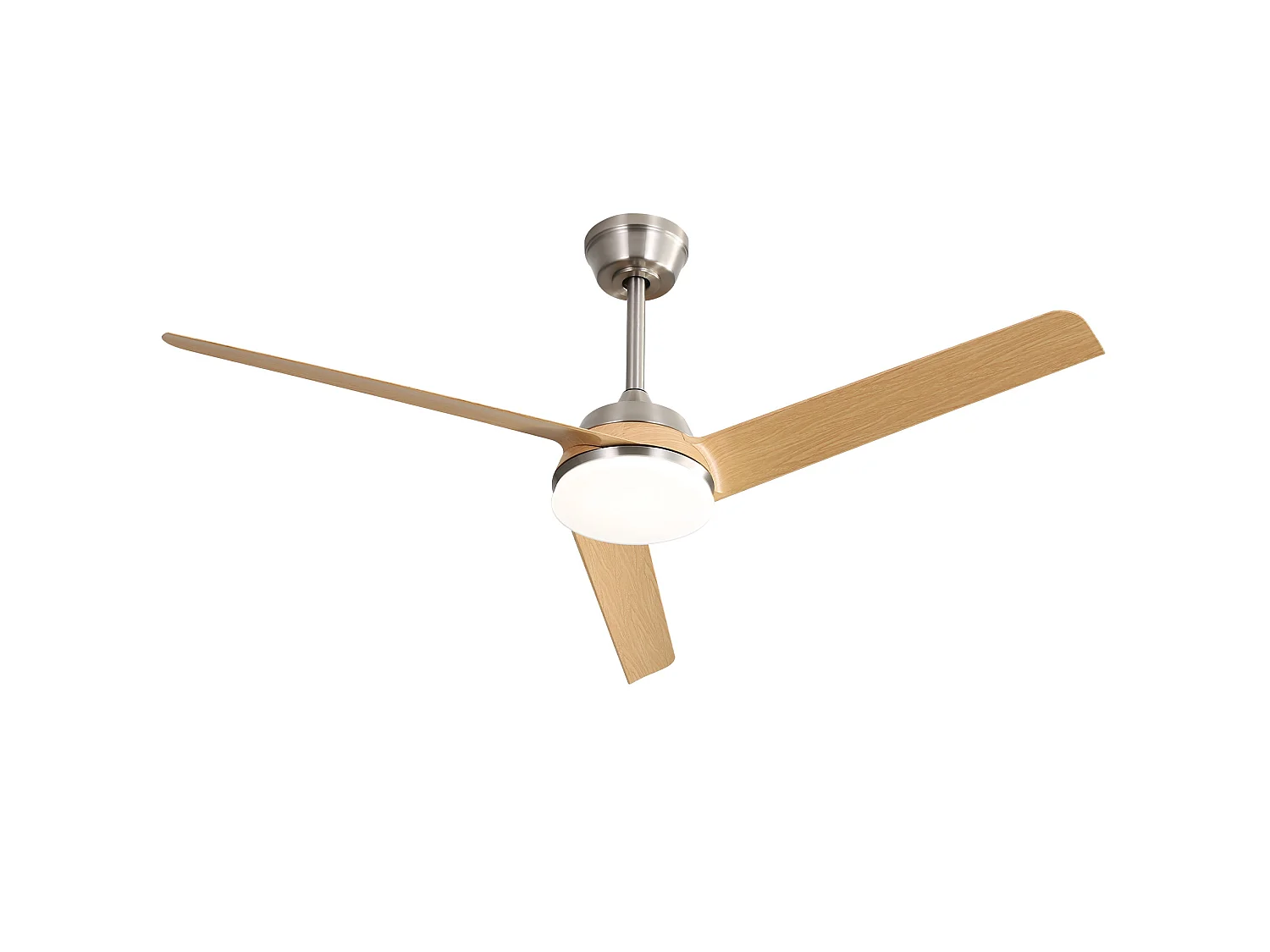 Ventilateur de plafond 132 cm avec lumière LED, télécommande, moteur DC, réversible, silencieux, naturel