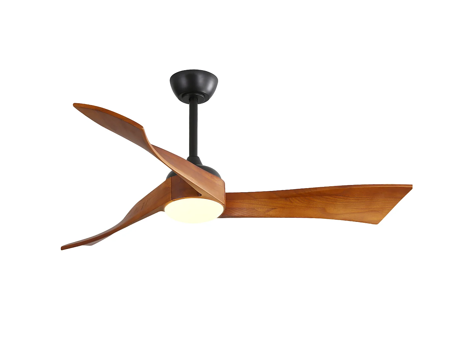 Ventilateur de plafond 132 cm avec lumière LED, télécommande, silencieux, 6 vitesses, réversible, marron