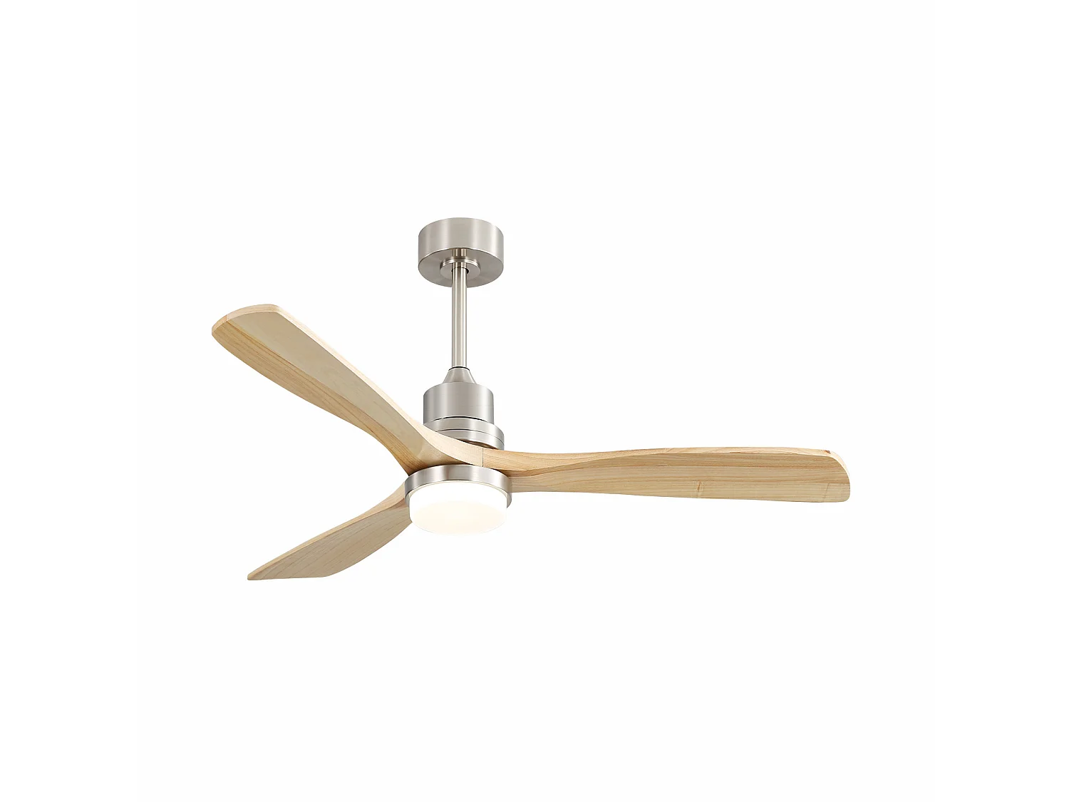 Ventilateur de plafond 132 cm avec lumière LED, télécommande, moteur DC silencieux, 6 vitesses, naturel