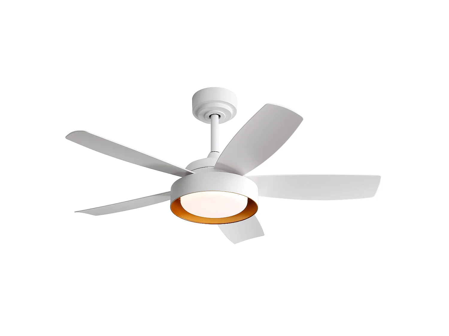 Ventilateur de plafond 107 cm avec lumière LED, télécommande, moteur DC, réversible, 6 vitesses, blanc