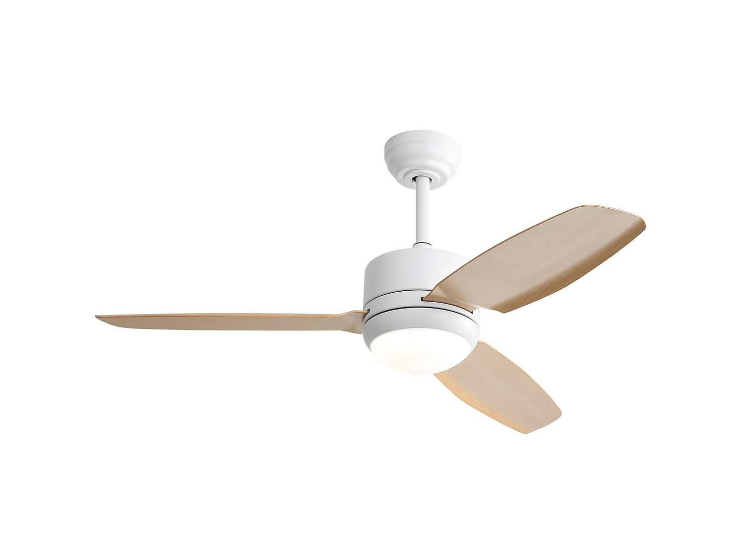 Ventilateur de plafond 117 cm avec lumière LED, avec télécommande, moteur DC silencieux, 6 vitesses, naturel