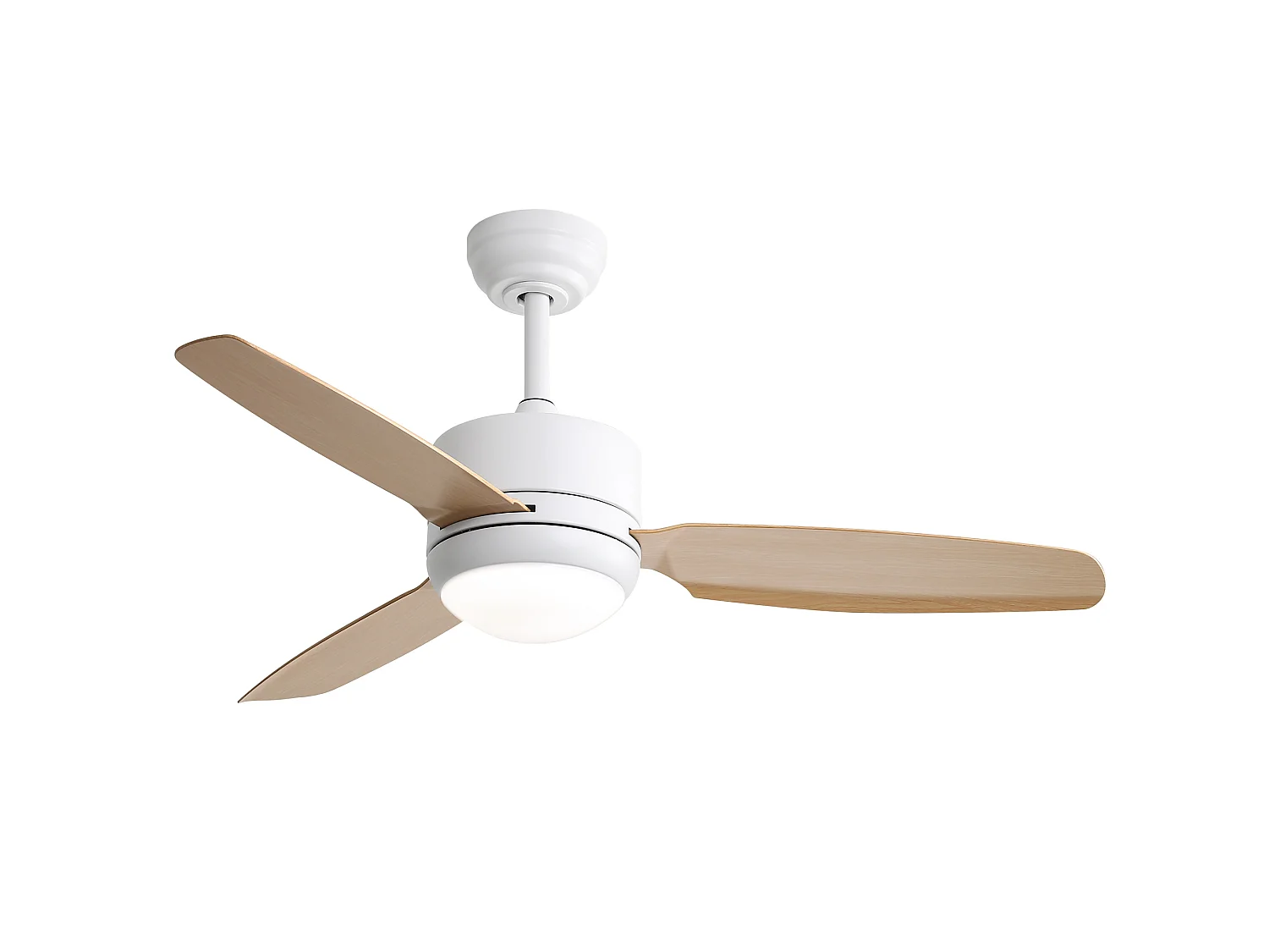 Ventilateur de plafond 117 cm avec lumière LED, avec télécommande, moteur DC silencieux, 6 vitesses, naturel