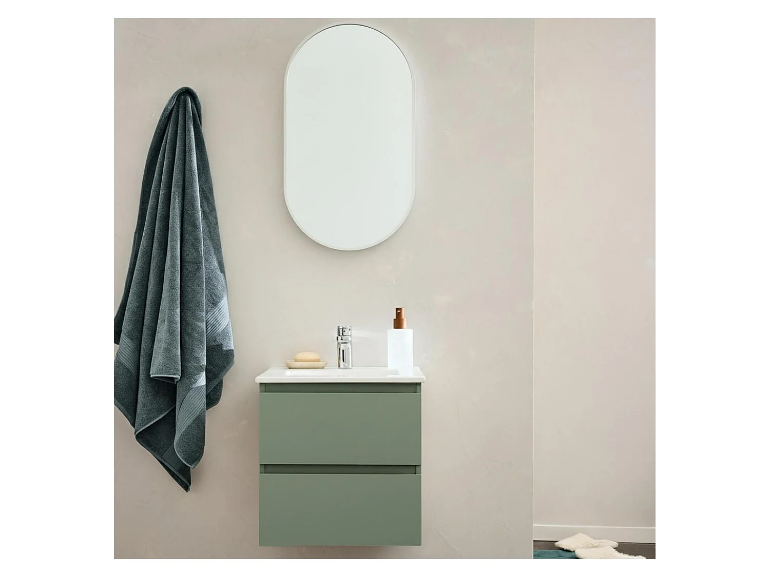 Wasmeubel 45cm kraan en spiegel SORRENTO