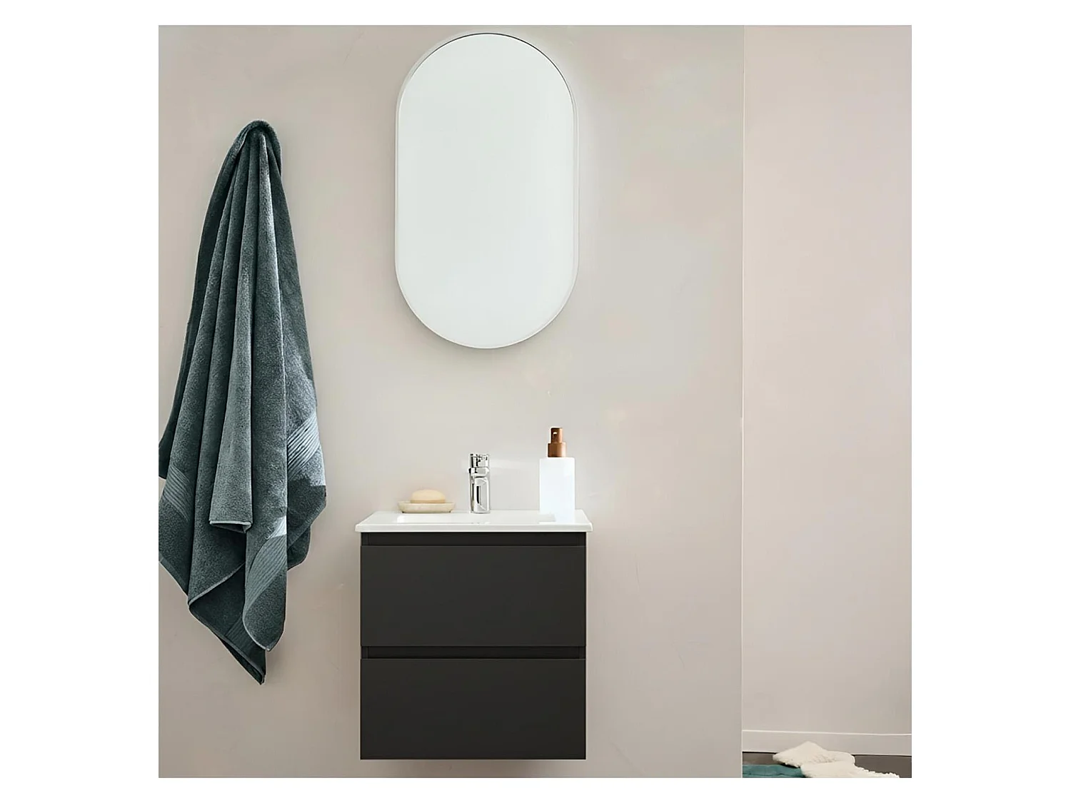 Wasmeubel 45cm kraan en spiegel SORRENTO