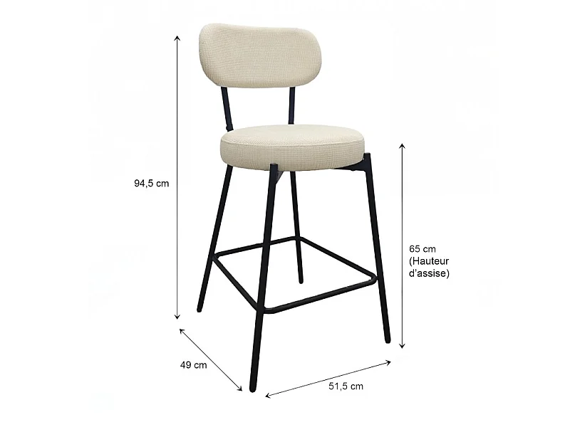 Cadeiras ilha bar metal tecido veludo H65cm CELESTE