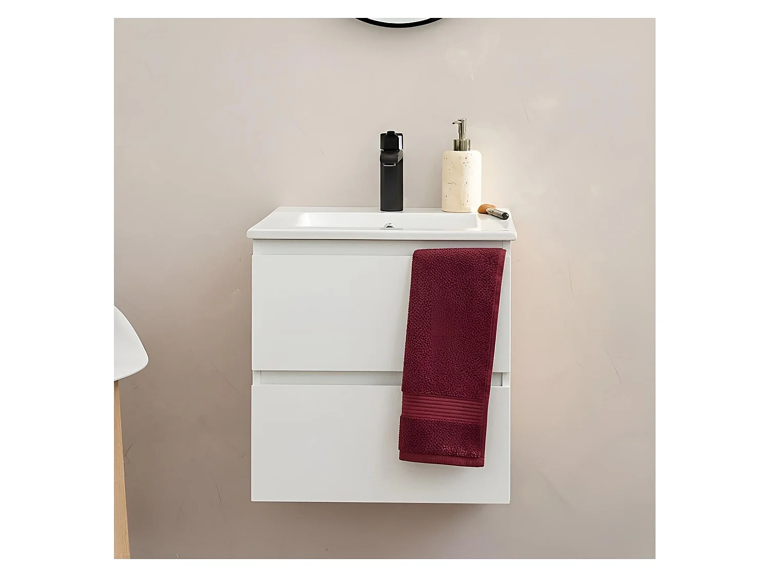 Waschtisch 45cm und schwarze Armatur SORRENTO