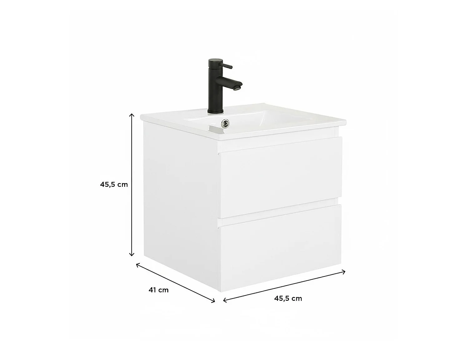 Waschtisch 45cm und schwarze Armatur SORRENTO