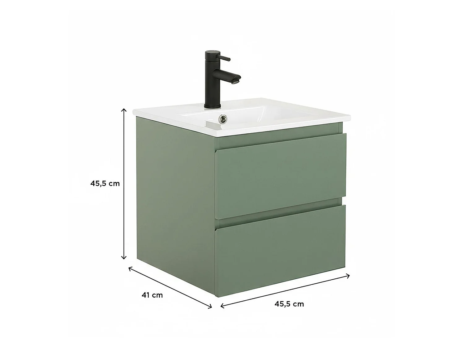 Waschtisch 45cm und schwarze Armatur SORRENTO