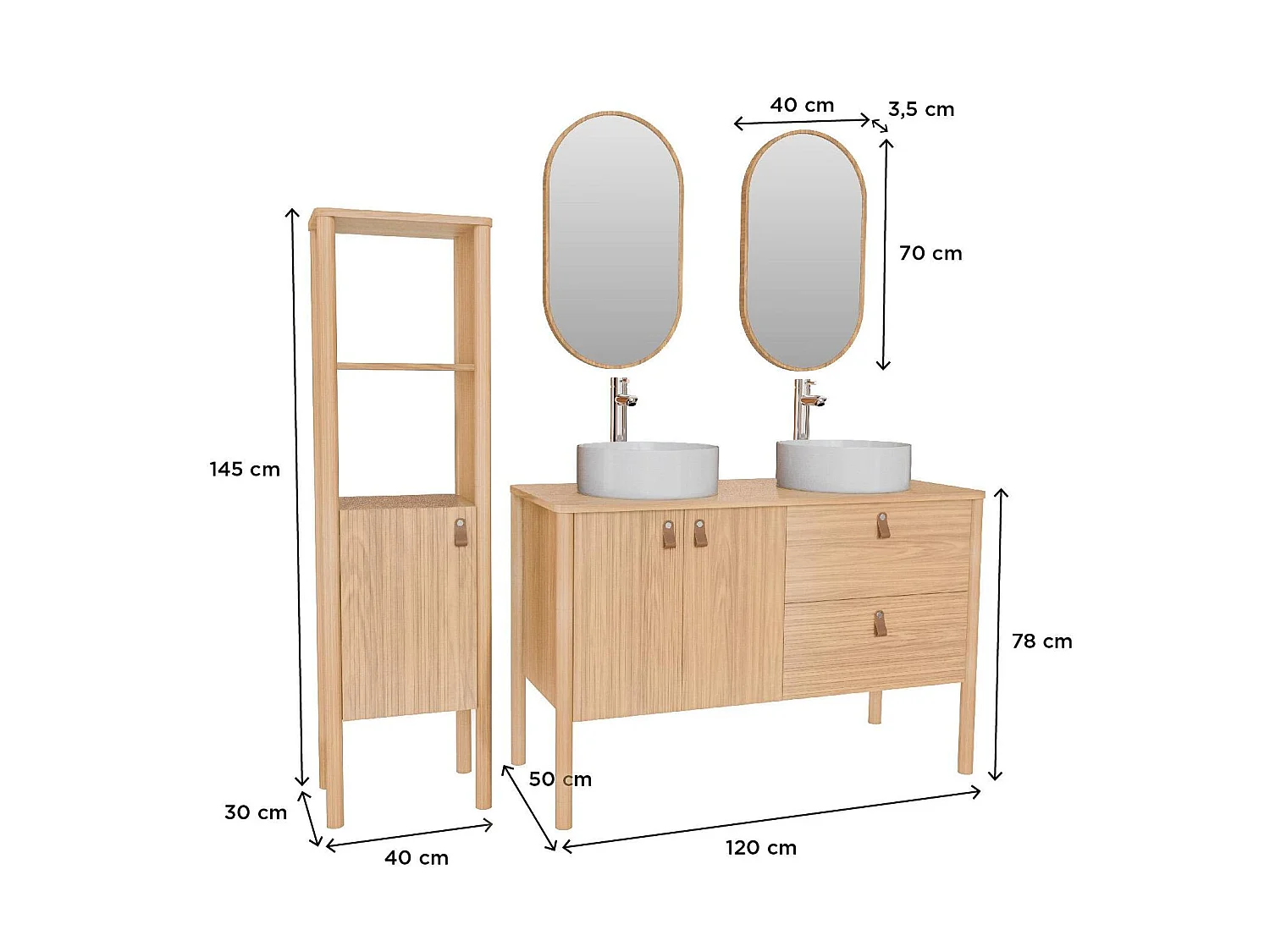 Meubel 120 cm waskommen kranen spiegels kolomkast JOY