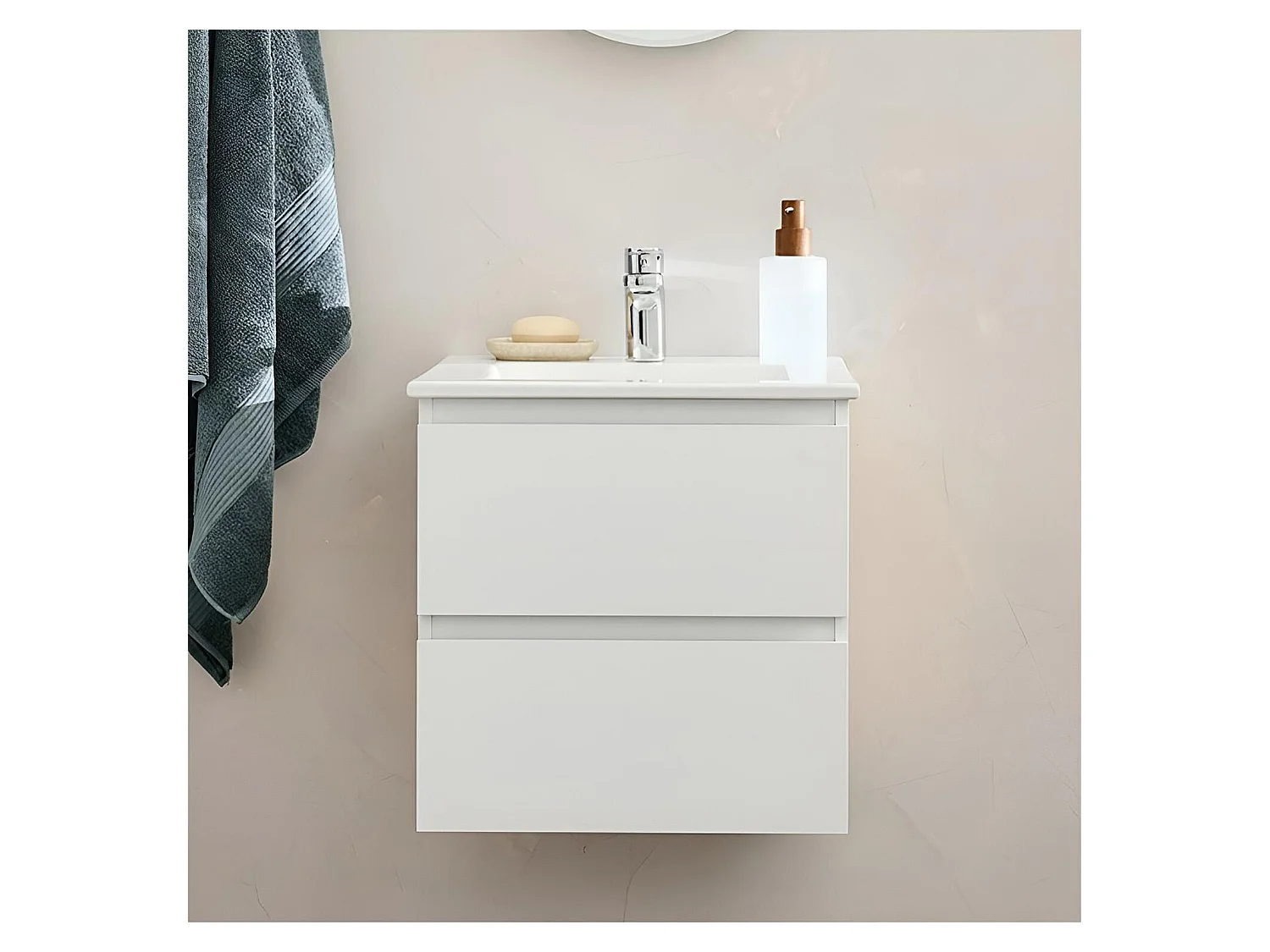 Waschtisch 45cm und verchromte Armatur SORRENTO