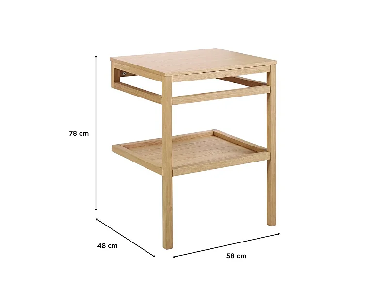 Enkel meubel 60cm eiken met vierkante witte waskom HOPP