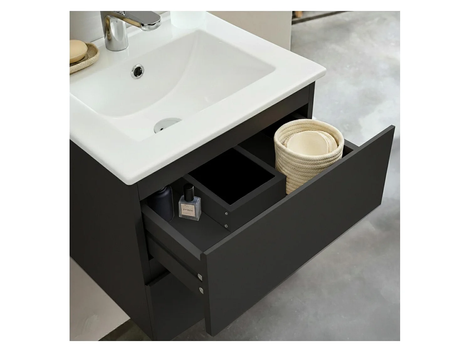 Waschtisch 45cm und verchromte Armatur SORRENTO