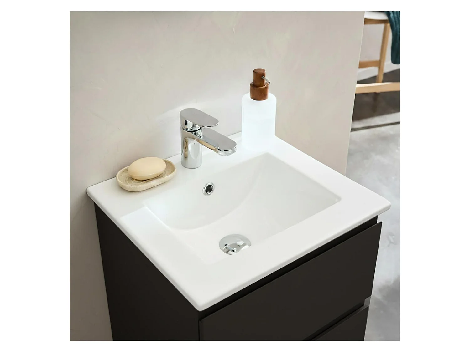 Waschtisch 45cm und verchromte Armatur SORRENTO
