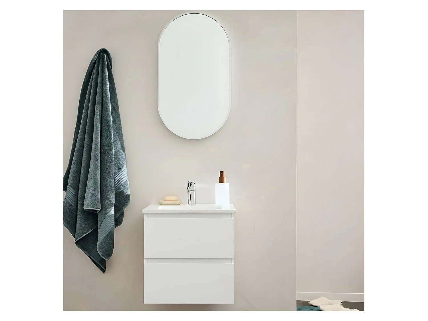 Wasmeubel 45cm kraan en spiegel SORRENTO