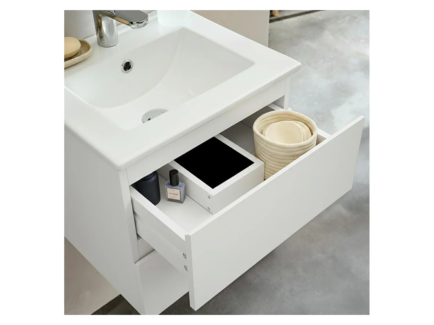 Wasmeubel 45cm kraan en spiegel SORRENTO