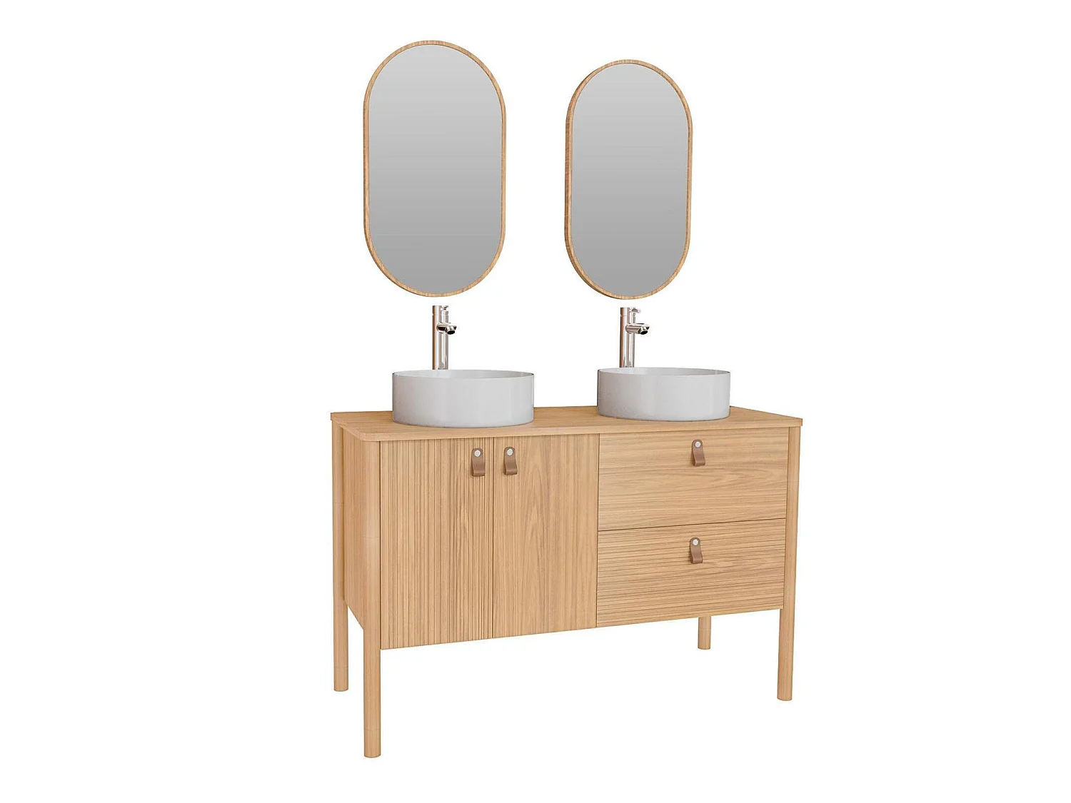 Dubbel wastafelmeubel 120 cm waskommen kranen spiegels JOY