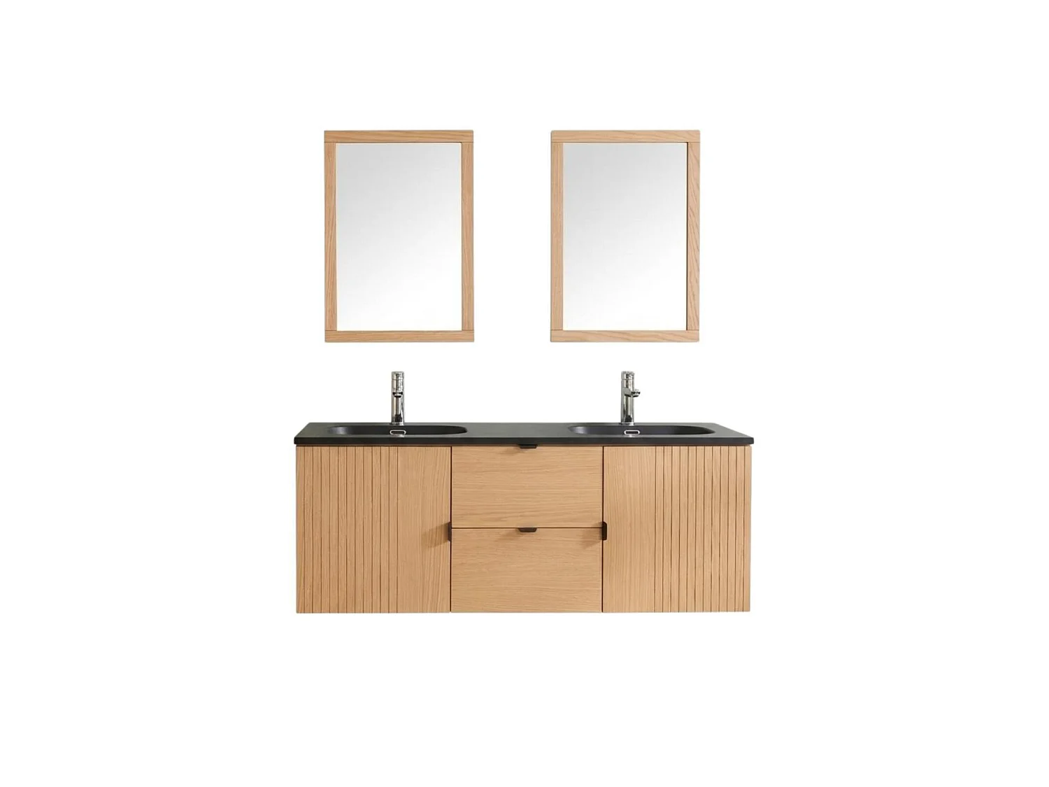 Dubbel meubel 140cm eiken, kranen en vierkante spiegels STUDIO