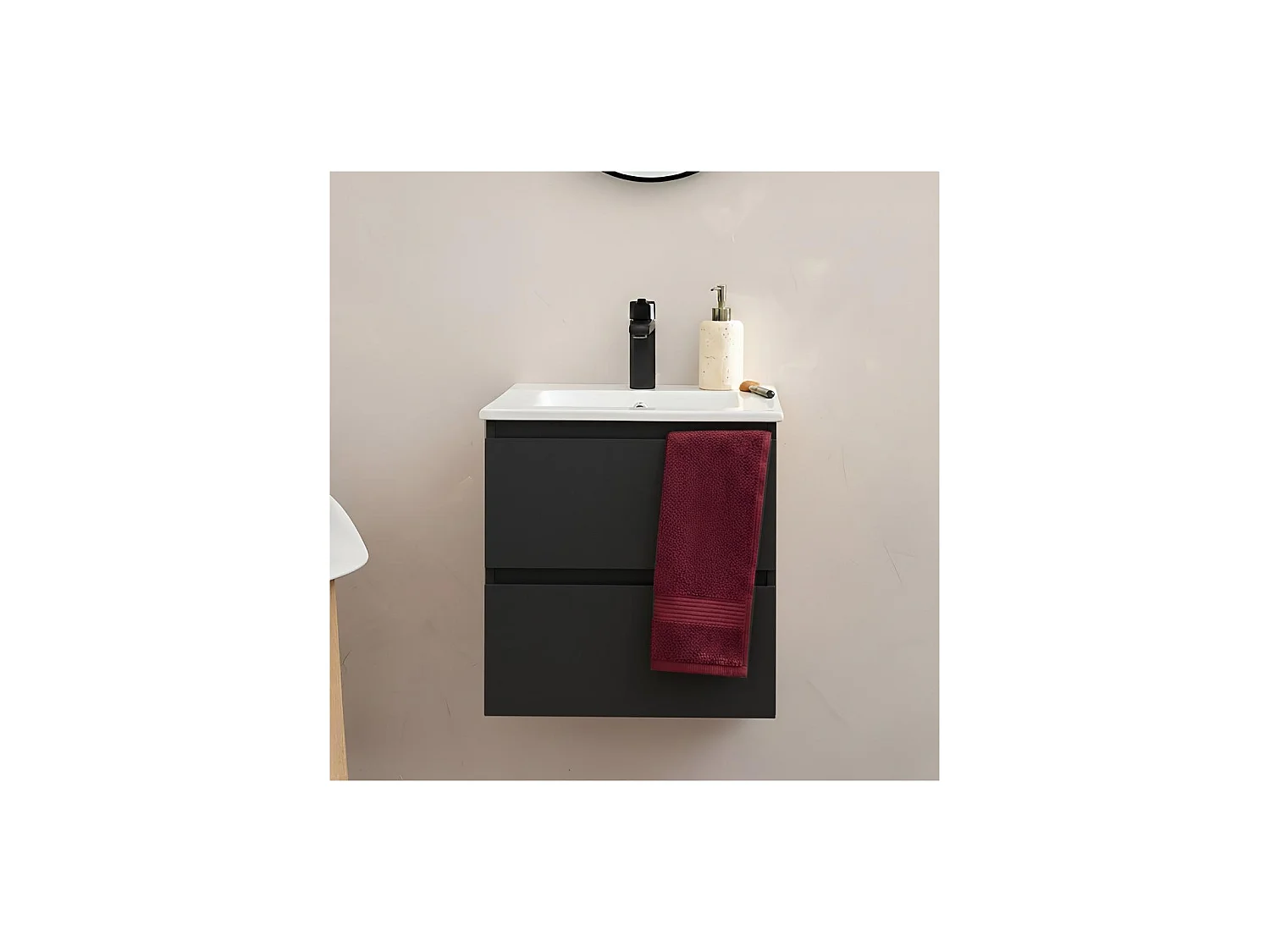 Waschtisch 45cm und schwarze Armatur SORRENTO
