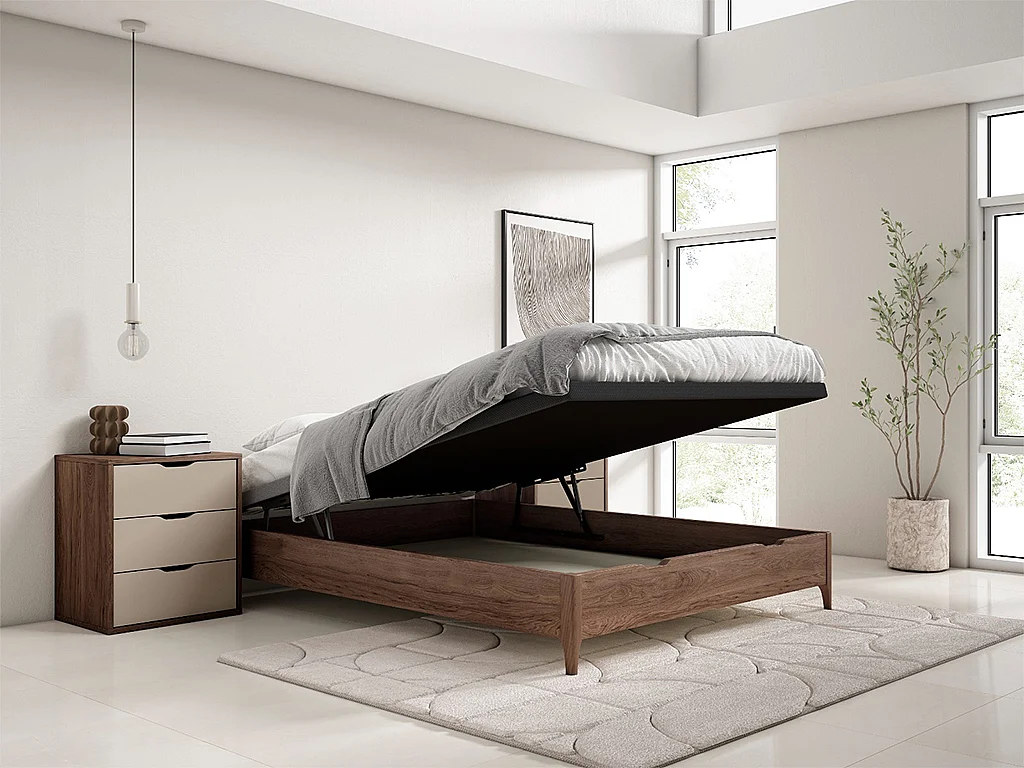 Sommier coffre 160 x 200 cm - Naturel foncé - VEONA de YSMÉE