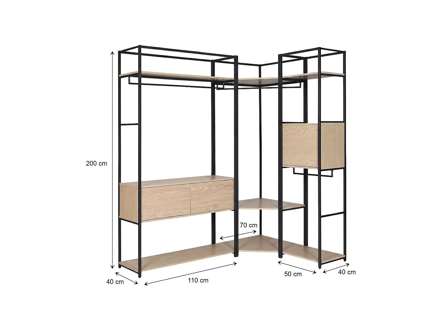 Lotto 3 appendiabiti angolo legno metallo 220x200 armadi JUNE