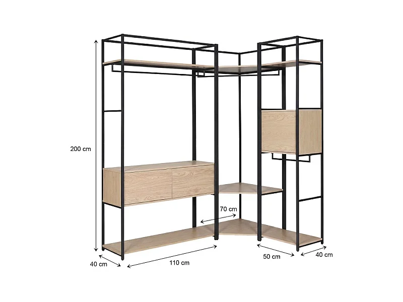 3er Set Eckkleiderständer Holz Metall 220x200 Schränke JUNE