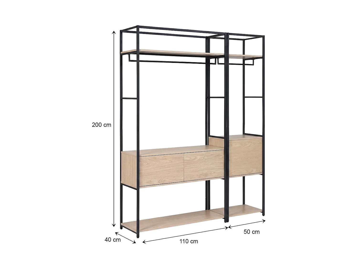 Lotto 2 appendiabiti legno metallo 160x200 armadi JUNE