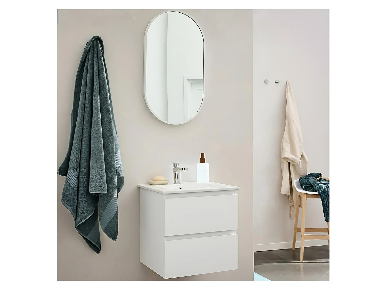 Mobile lavabo sospeso 45cm con piano ceramica SORRENTO