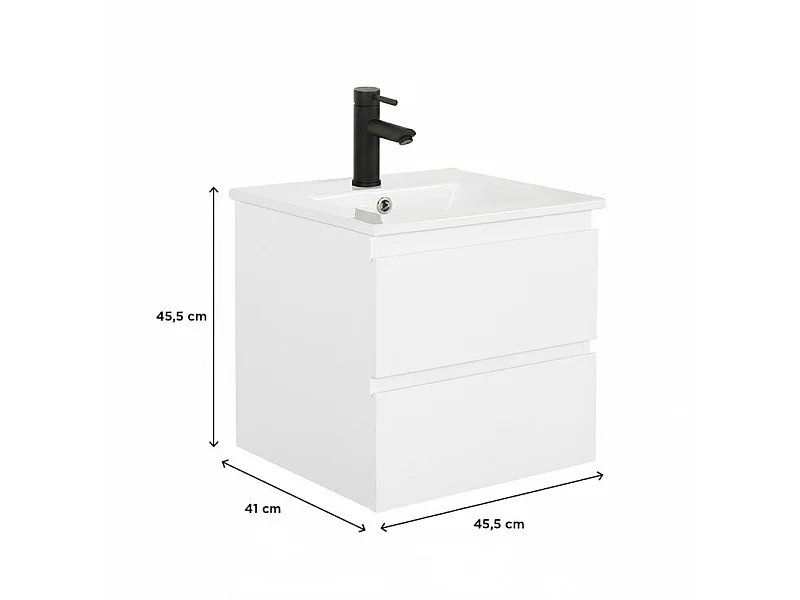 Meuble vasque SORRENTO suspendu 45cm avec plan céramique