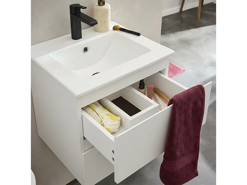 Meuble vasque SORRENTO suspendu 45cm avec plan céramique