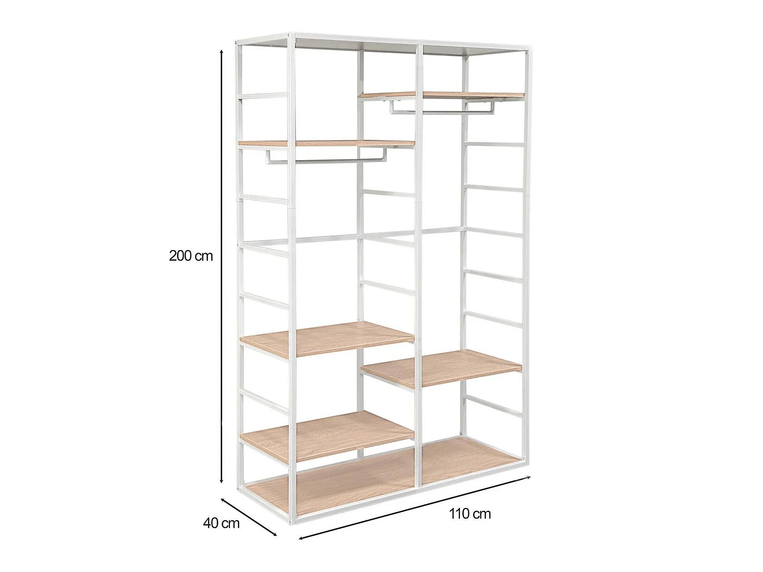 Appendiabiti legno metallo bianco 120x180cm ripiani SCALA