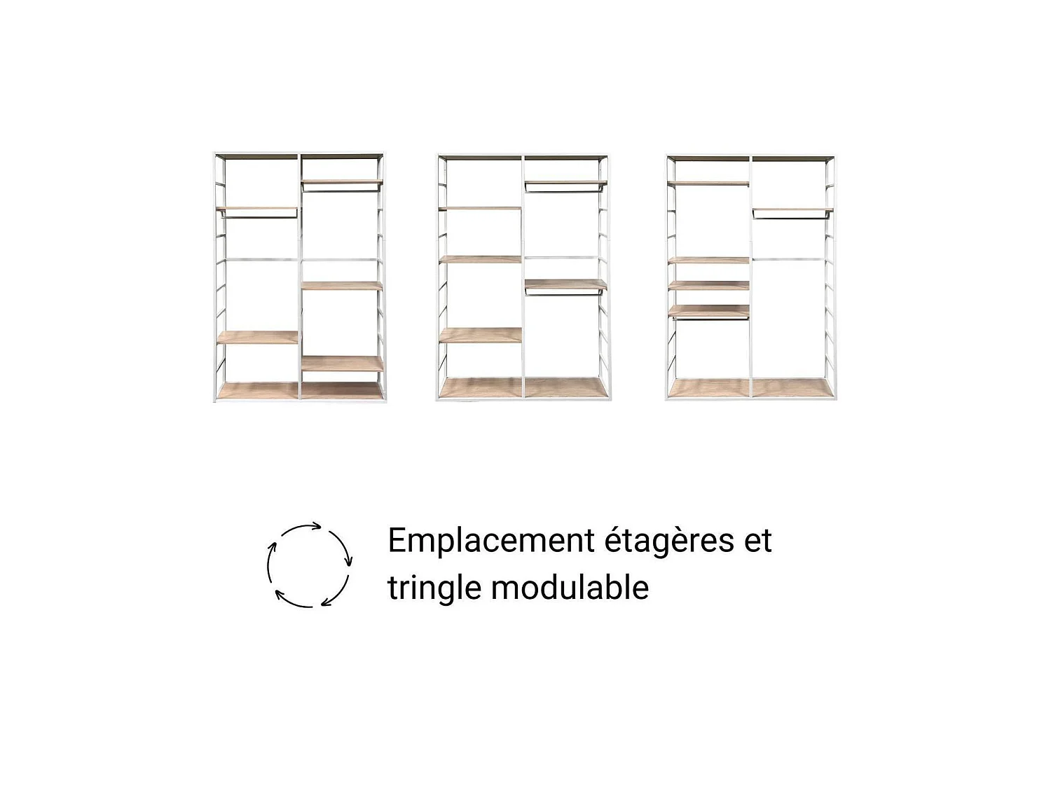 Appendiabiti legno metallo bianco 120x180cm ripiani SCALA