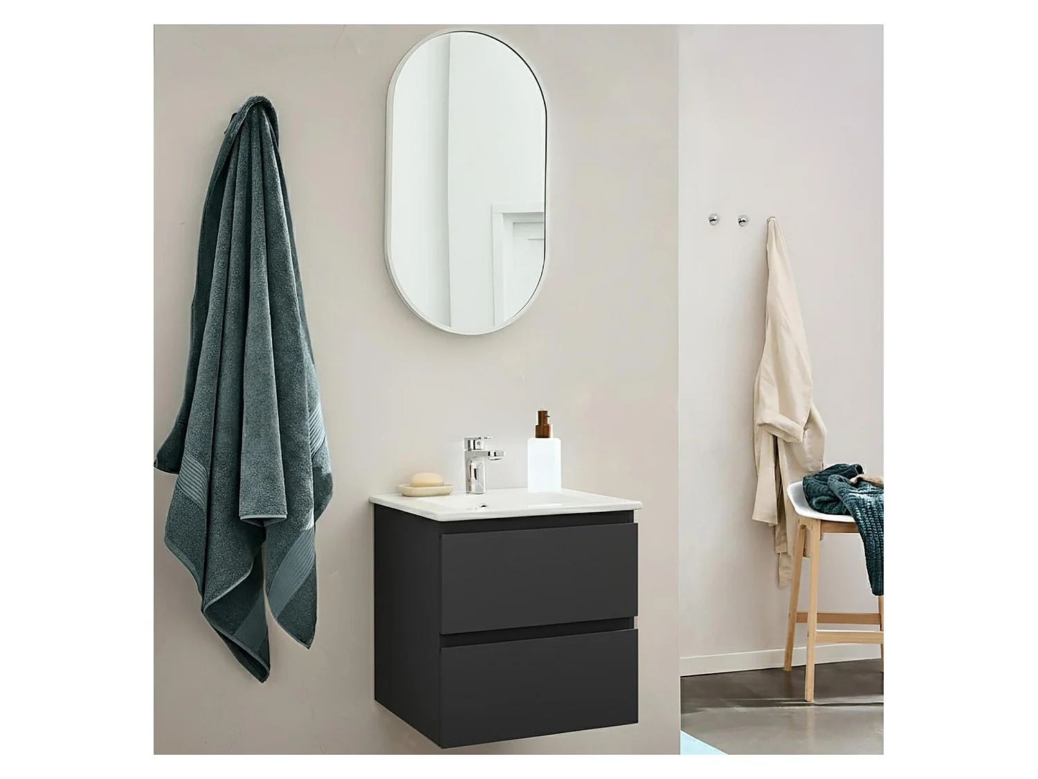 Mobile lavabo sospeso 45cm con piano ceramica SORRENTO