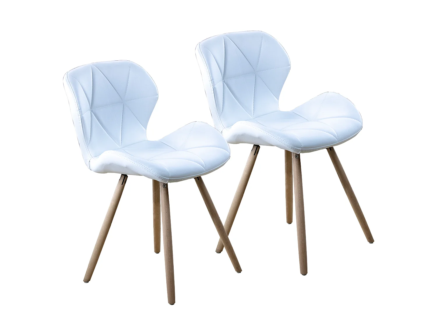 Moderna Sedia Imbottita Scandinava Stockholm con Gambe in Legno di Faggio Naturale - Set di 2 Sedie Bianche
