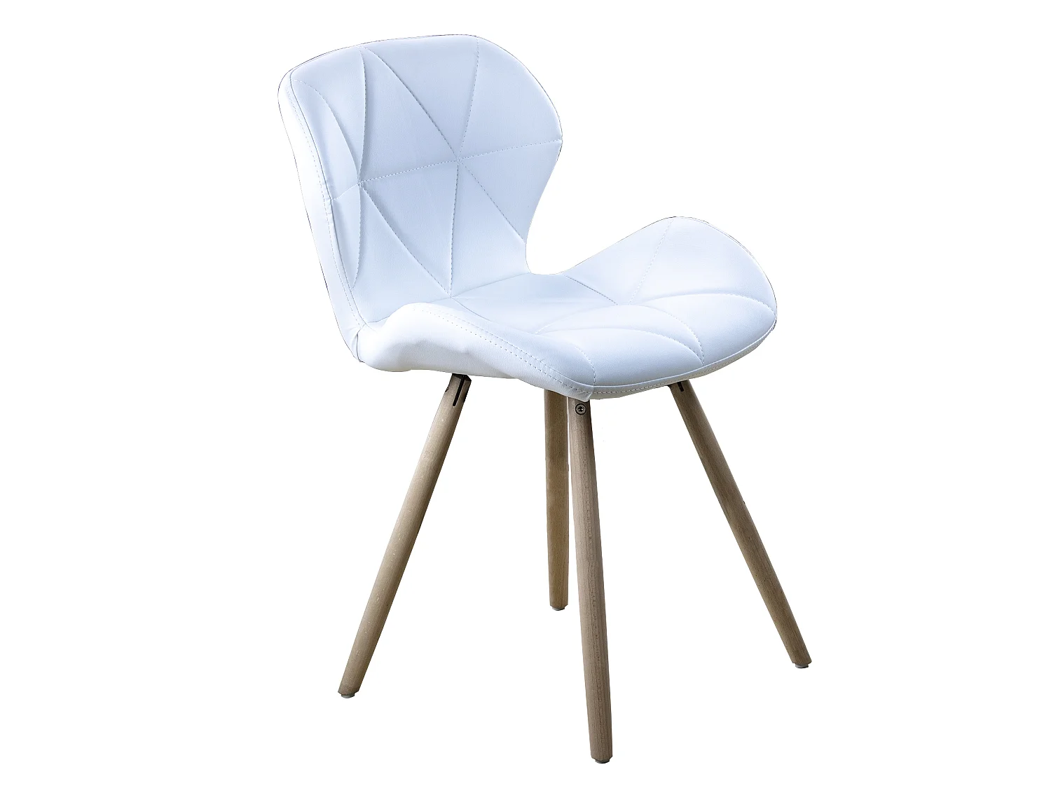 Moderna Sedia Imbottita Scandinava Stockholm con Gambe in Legno di Faggio Naturale - Set di 2 Sedie Bianche