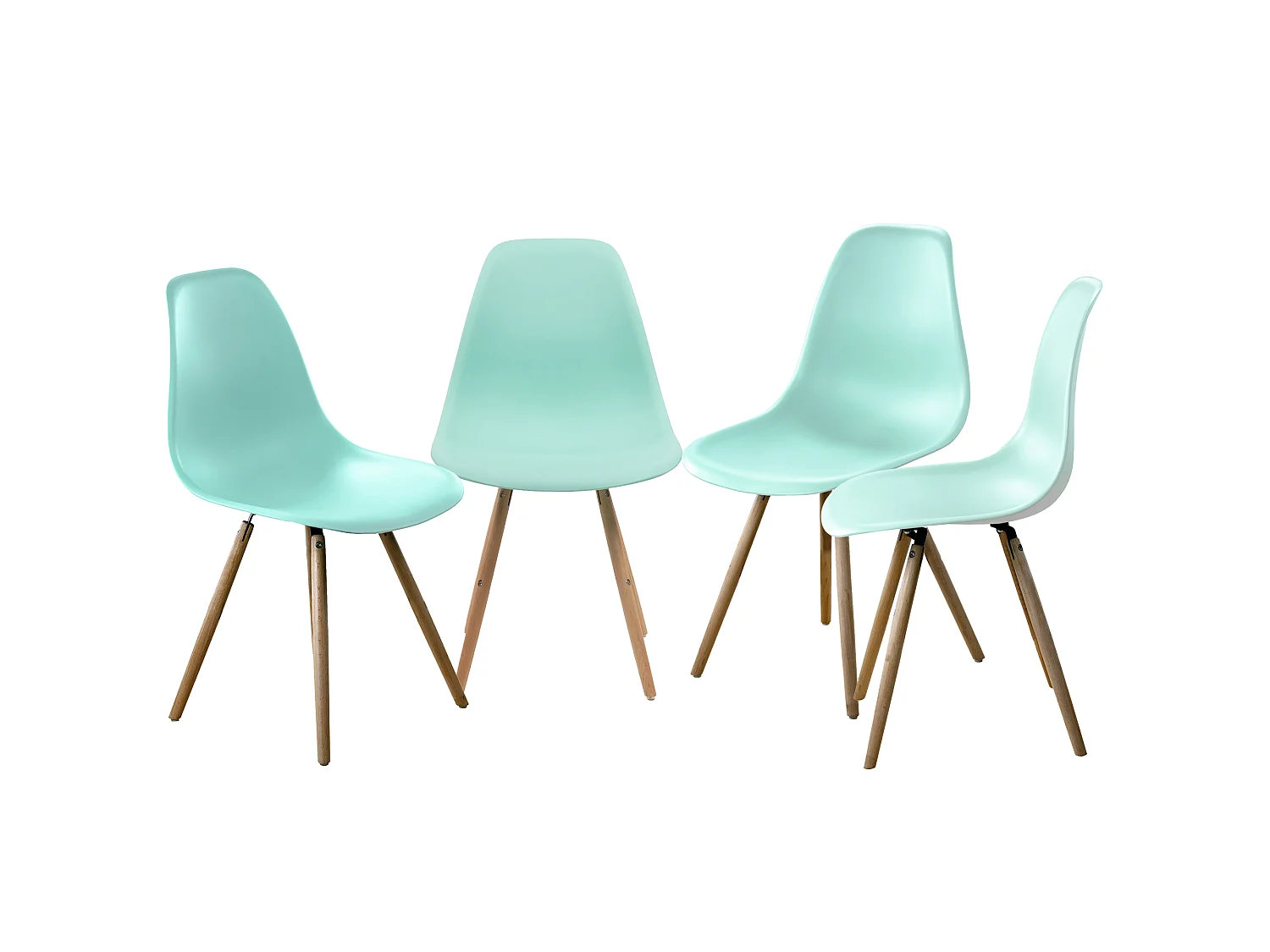 Set van 4 blauwe Stockholm stoelen met beukenhouten poten - Modern Scandinavisch Design