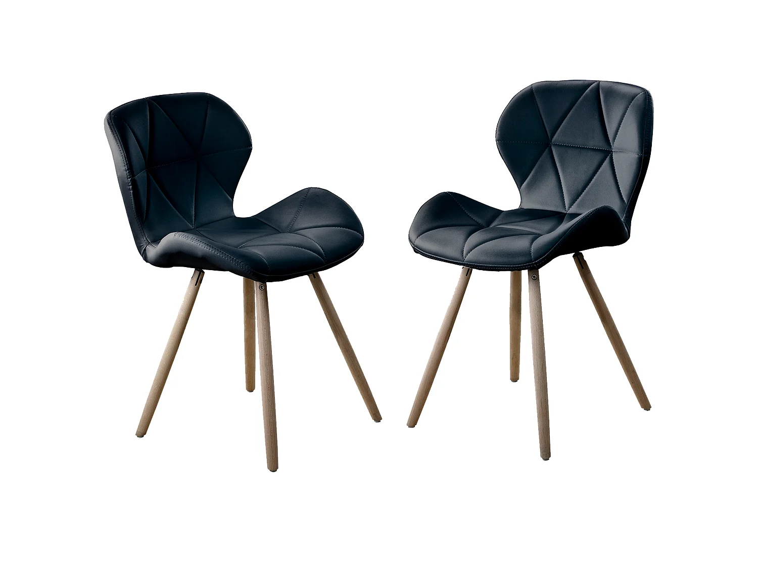Moderne Scandinavische Gestoffeerde Stockholm Stoel met Beukenhouten Poten - Set van 2 Zwarte Stoelen