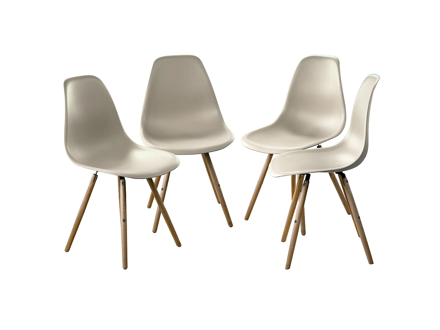 Set van 4 Beige Stockholm Stoelen met Beukenhouten Poten - Modern Scandinavisch Design